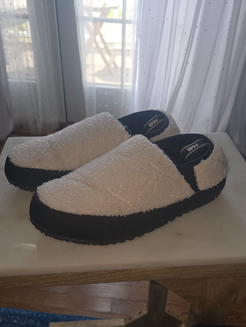 P448 Ivory and Black Terry Slip-On Clog